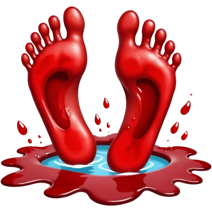a human footprint in a pool of blood with splashes emoji