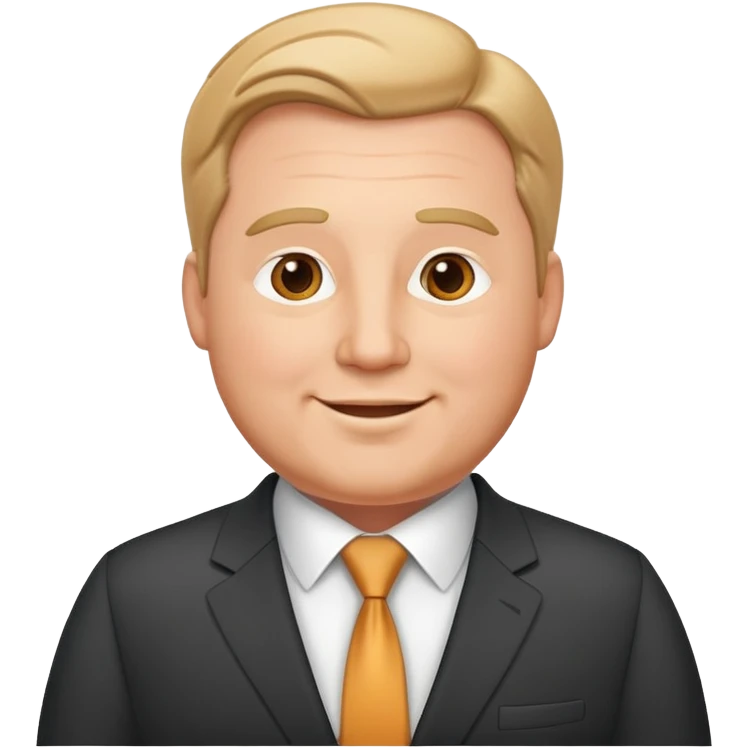 highly detailed happy plump white man in business suit, refined features, realistic proportions emoji