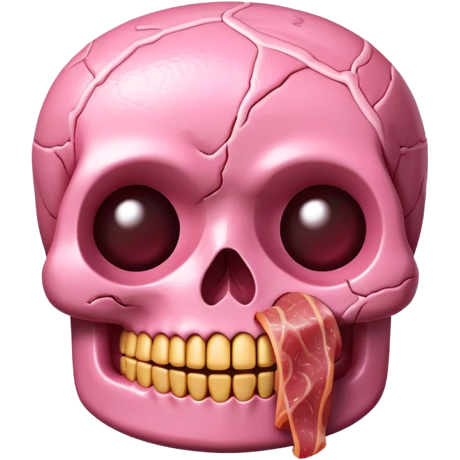 kawaii skull EMOJI made of SPAM MEAT emoji