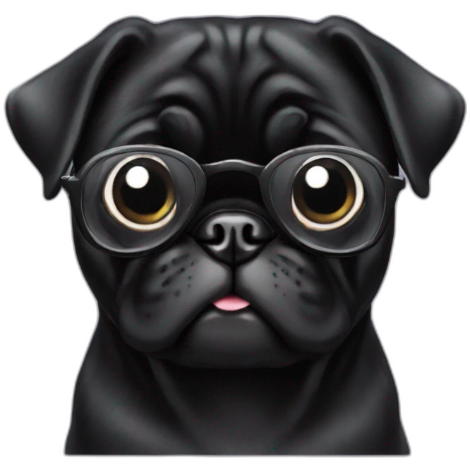 geek black pug emoji