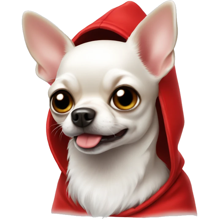 white chihuahua in a red hood emoji