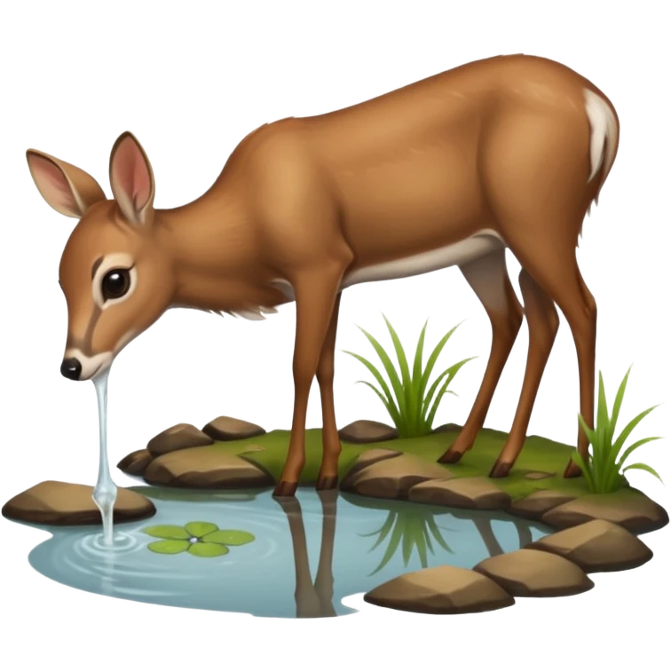 A doe in a position like its drinking from a pond emoji