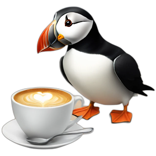 puffin drinking latte emoji
