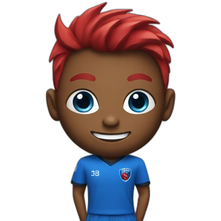 Devil wearing a blue soccer shirt emoji