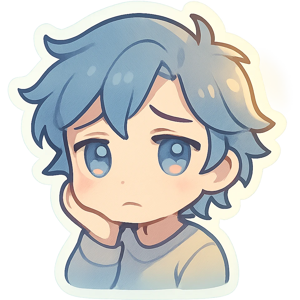 emoji representing the emotion of 'melanhope', a creative blend of melancholy and hope, thoughtful and wistful expression with a mix of cool blues and warm light, subtle hopeful glow emoji