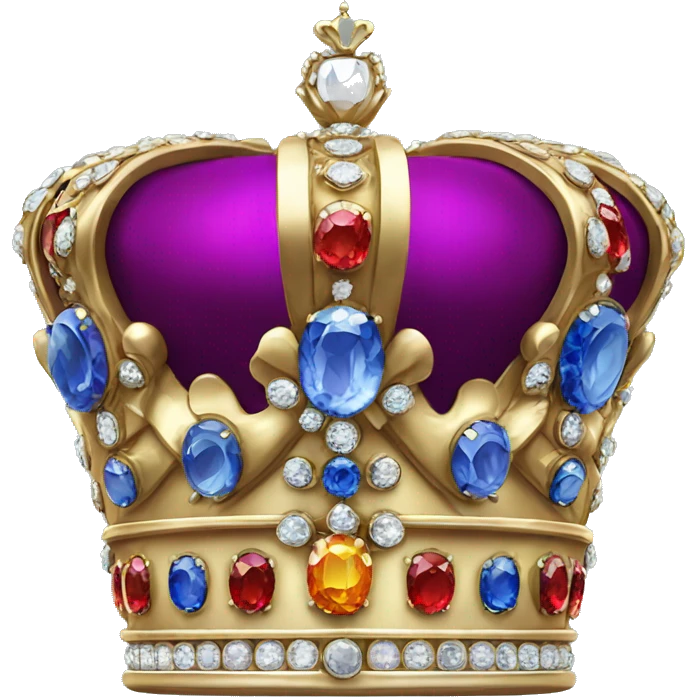 A crown based off the Austrian imperial crown with a huge saphire on top and lots of different colored gemstones emoji
