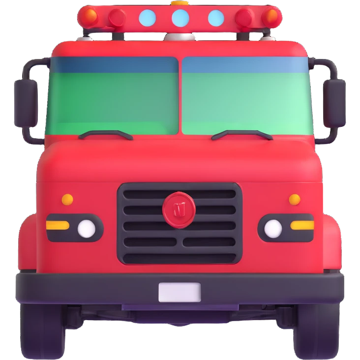 red and black fire truck, front view emoji
