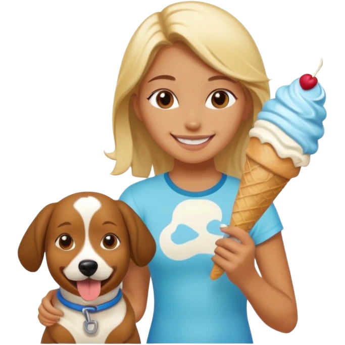 Surfer girl eating ice cream with a dog emoji