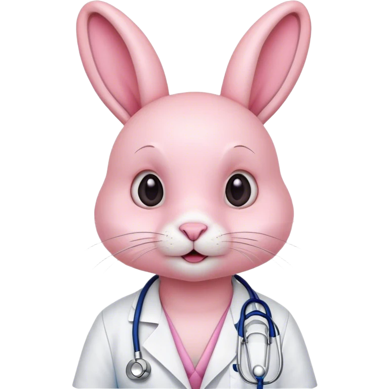 Un conejo rosajo con expresión adorable y un estetoscopio  emoji