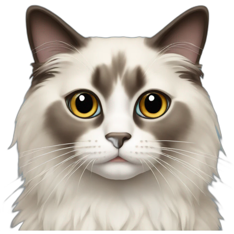 ragdoll cat with dark face emoji