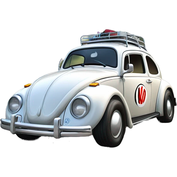 Volkswagen “Herbie Rides Again” themed Bug with wide chrome mag wheels and tires on them  emoji