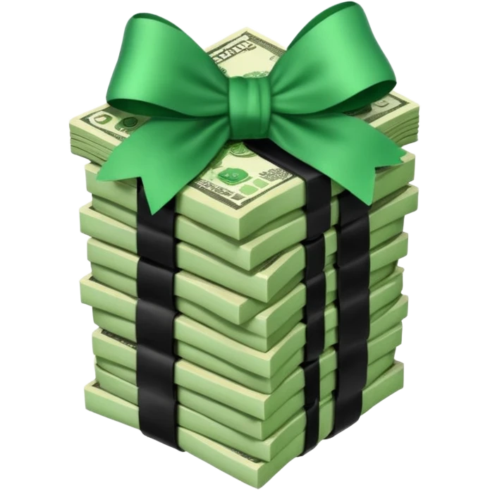 stack of money with black bow emoji