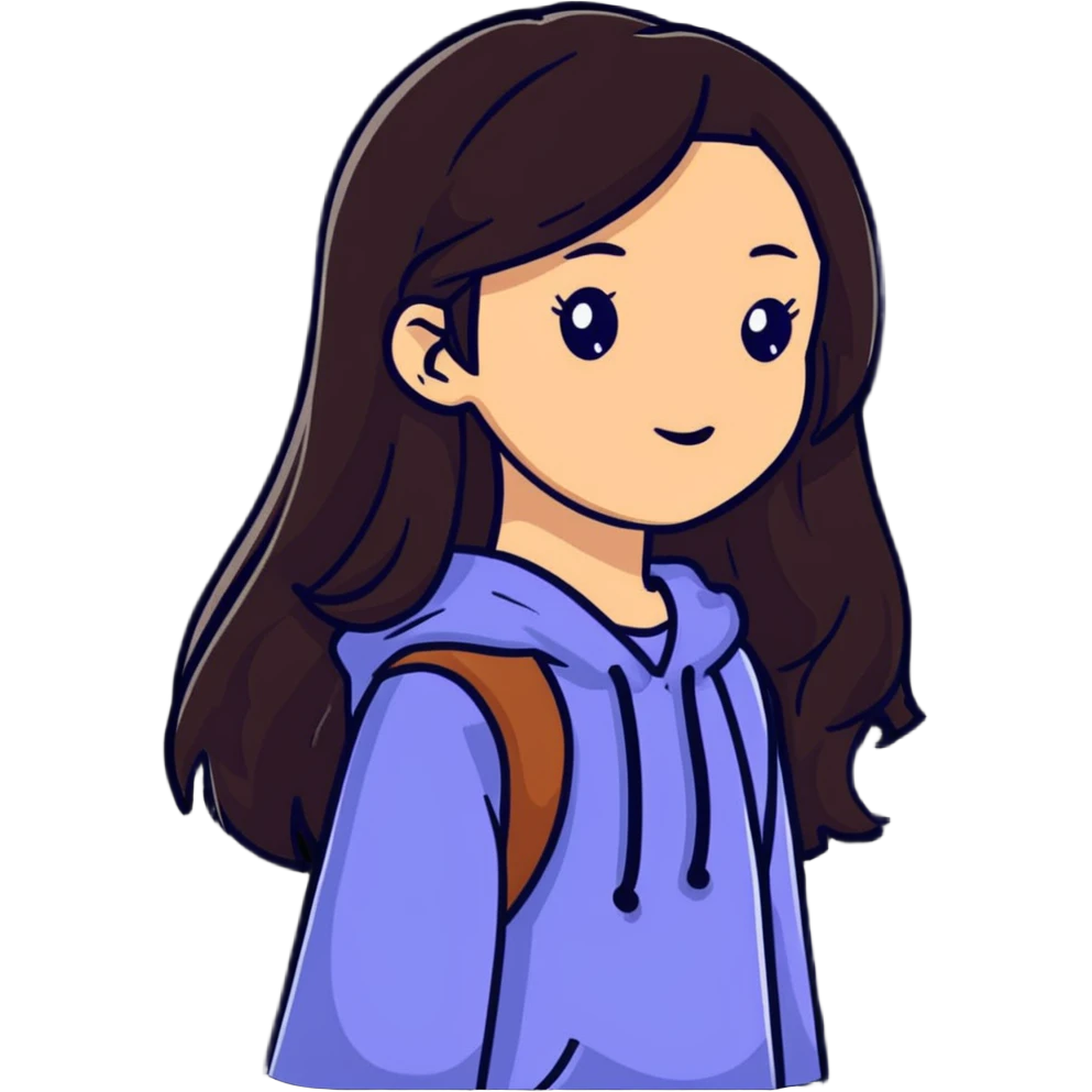 White girl with long dark brown hair emoji
