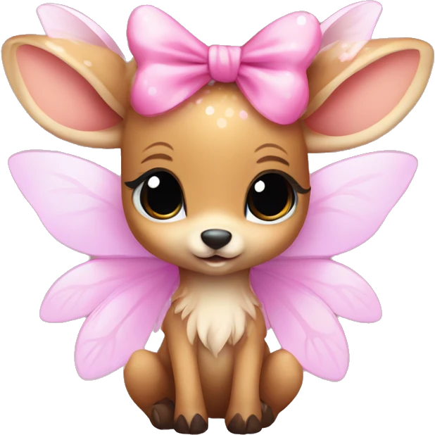 baby deer with fairy wings and a pink bow around its neck  emoji