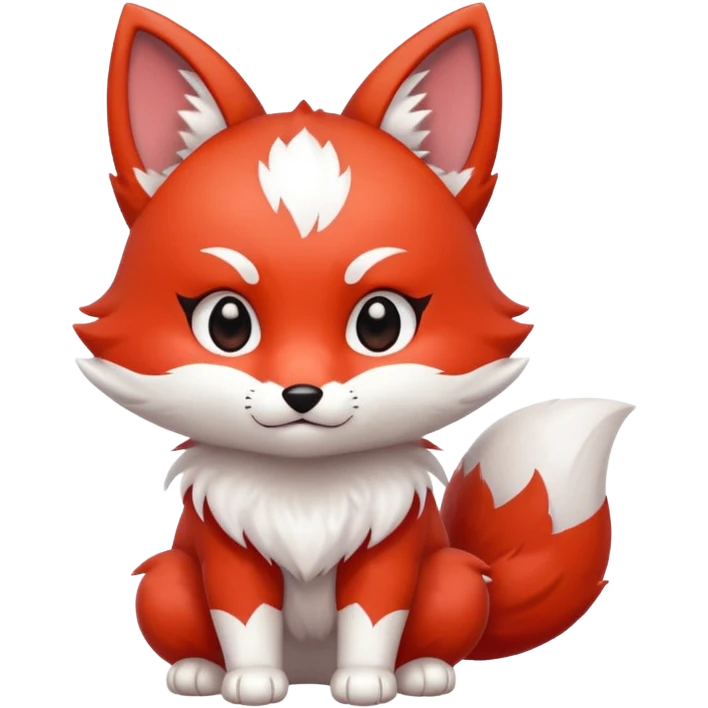 red white Chibi baby cute kitsune defensive  emoji