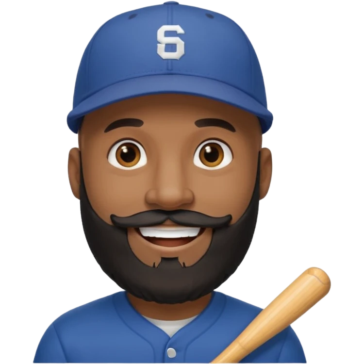 Dark Medium skin bald man with long black beard backwards baseball hat  emoji