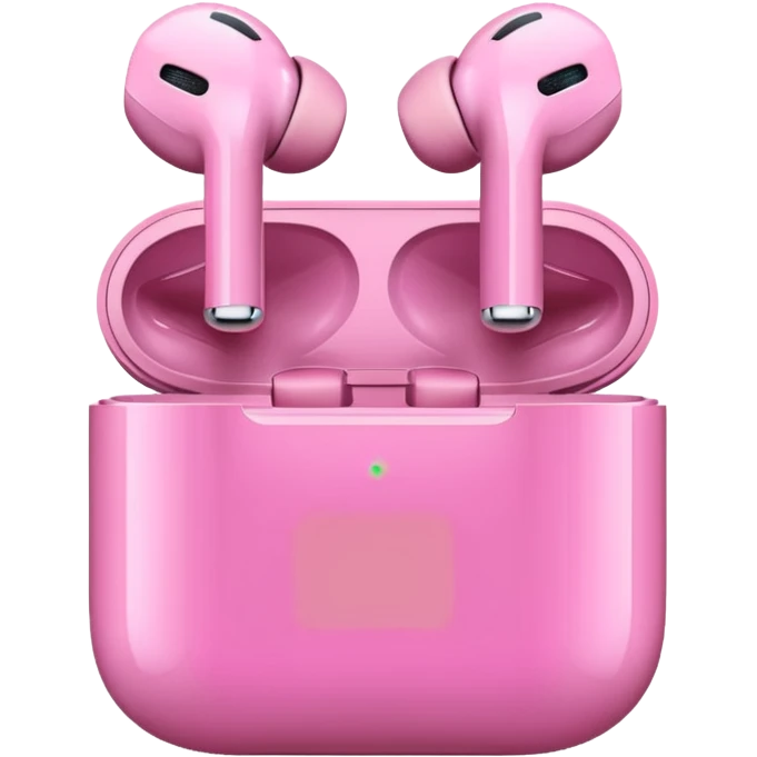Unos audífonos color rosado unos airpods emoji