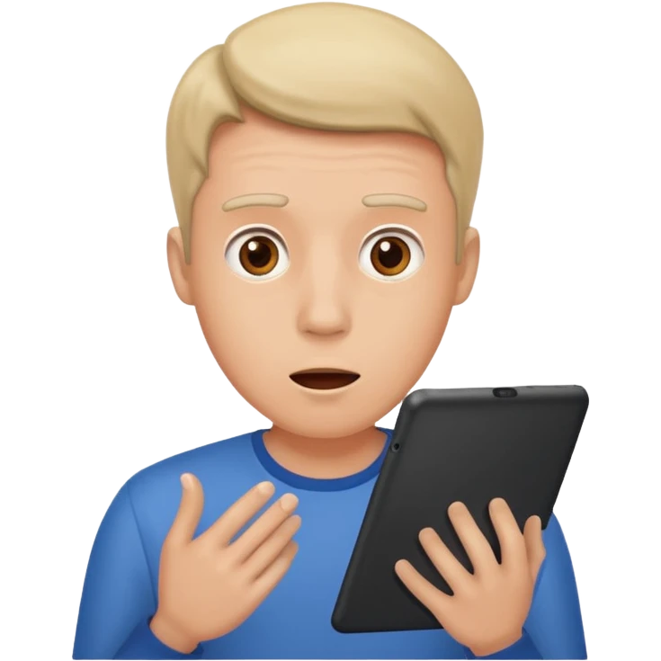 un monsieur fou sur ça tablette emoji