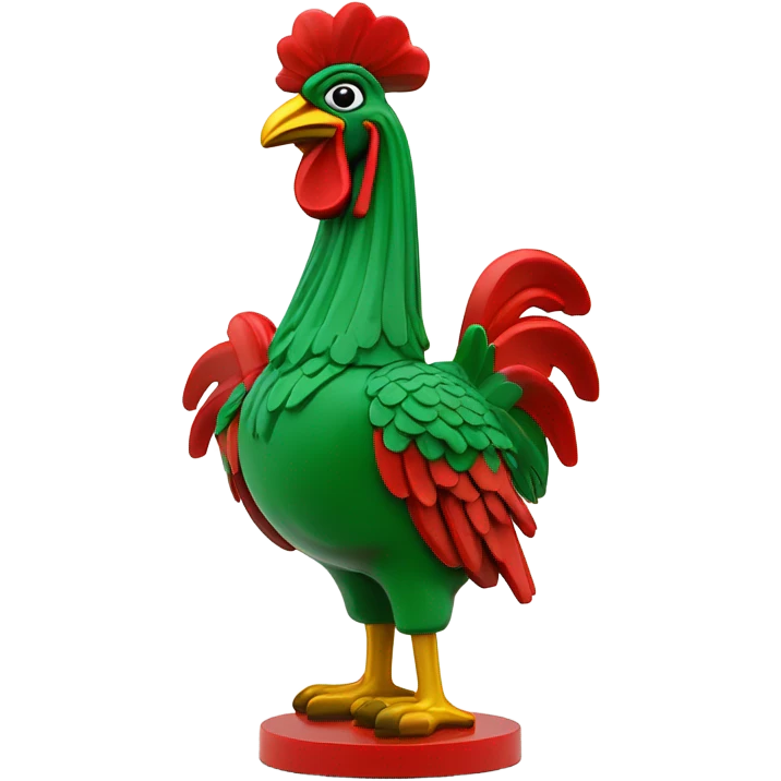 Green red roster Galo de Barcelos statue Portugal  emoji