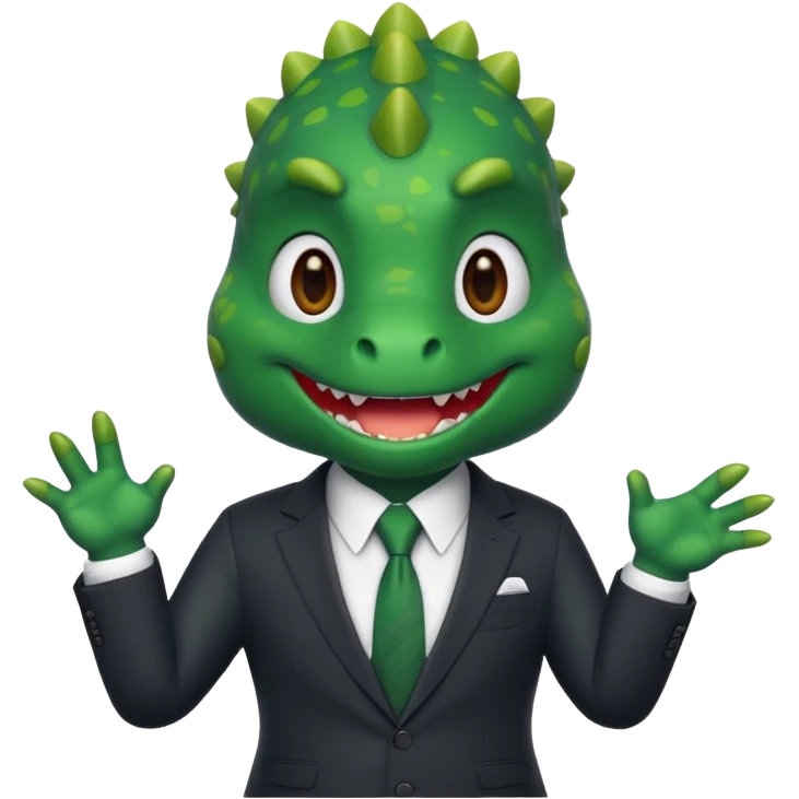 cute dinosaur (like the dinosaur memoji) in business suit emoji