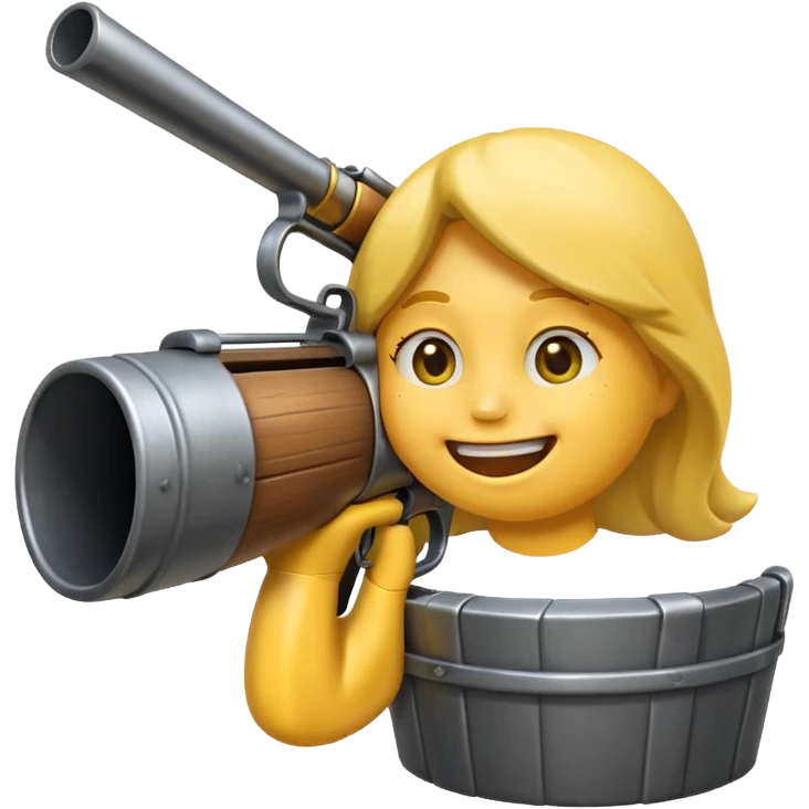 Create a smiling face emoji that’s sucking on the barrel of a shotgun emoji