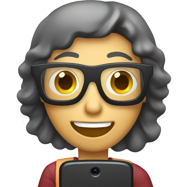 A person taking a picture with a cell phone emoji