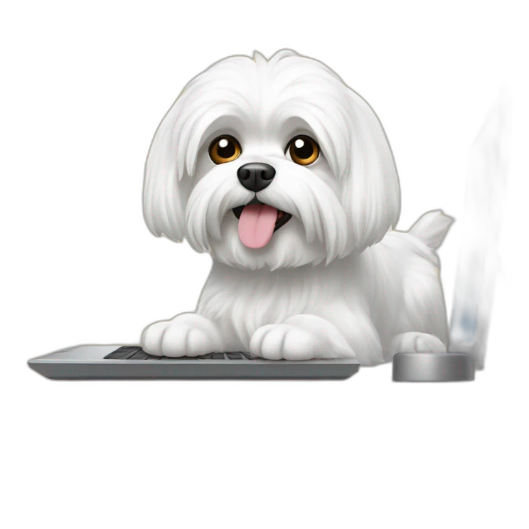 maltese dog at COMPUTER emoji
