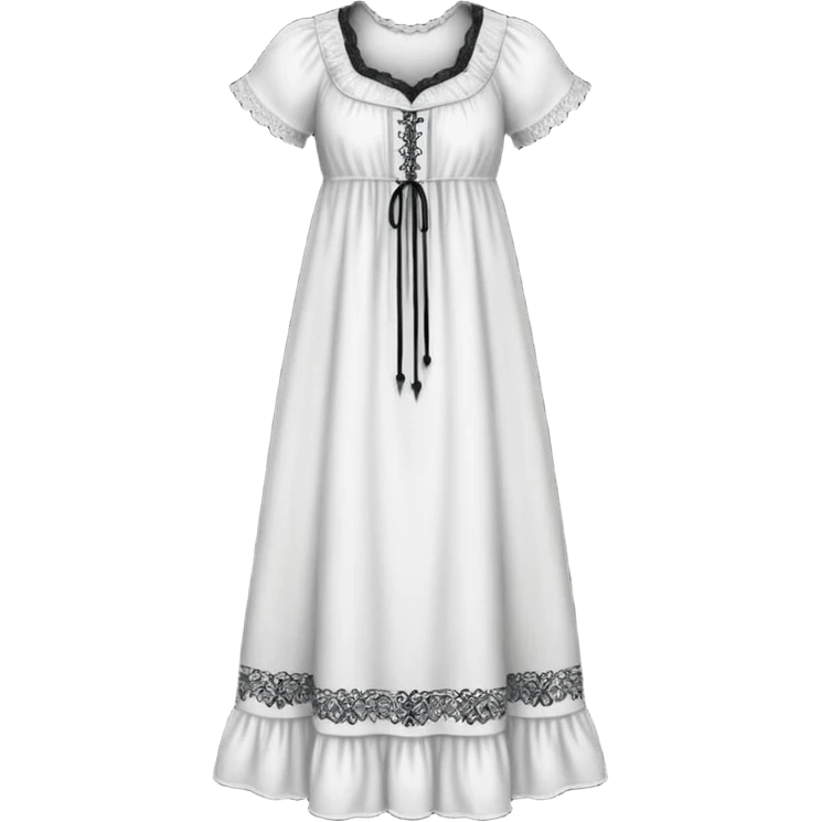 White victorian nightgown with black grafiti design  emoji