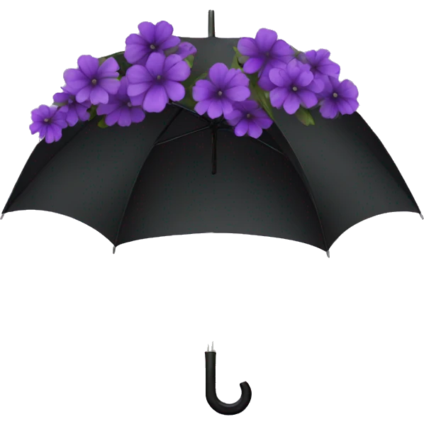 Black umbrella with purple flowers emoji