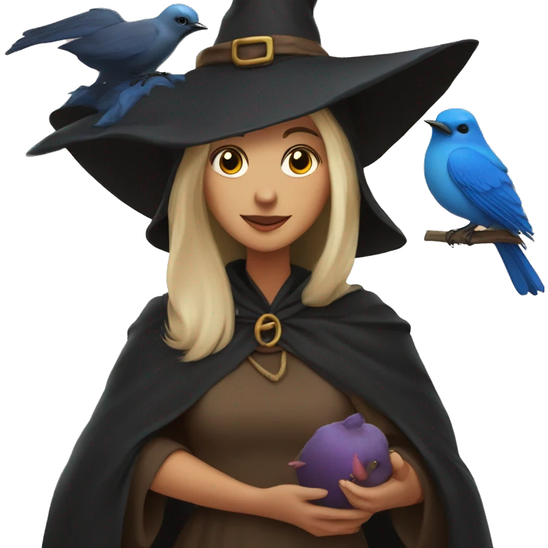 Witch and a bluebird  emoji