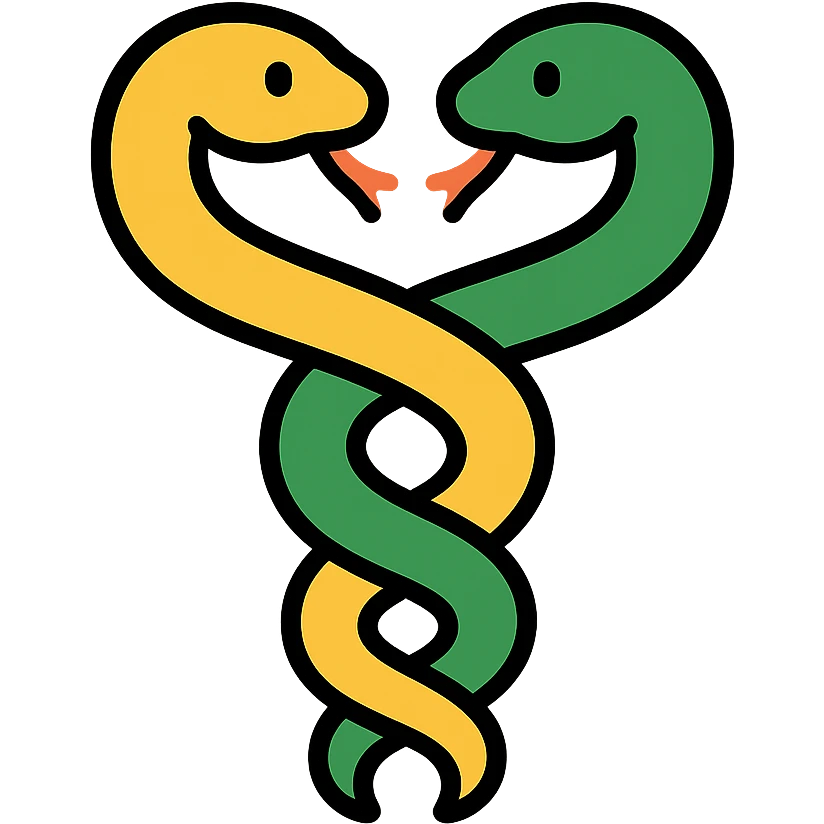two intertwined serpents colored icon emoji