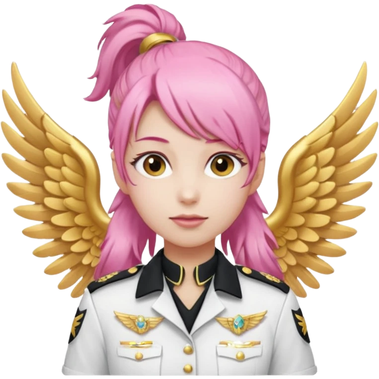 Commander Bloom – pink ponytail pilot in white uniform and gold wings emoji