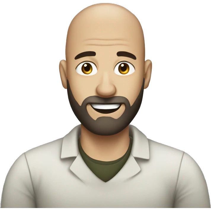 Bald man with beard drinking coffee emoji