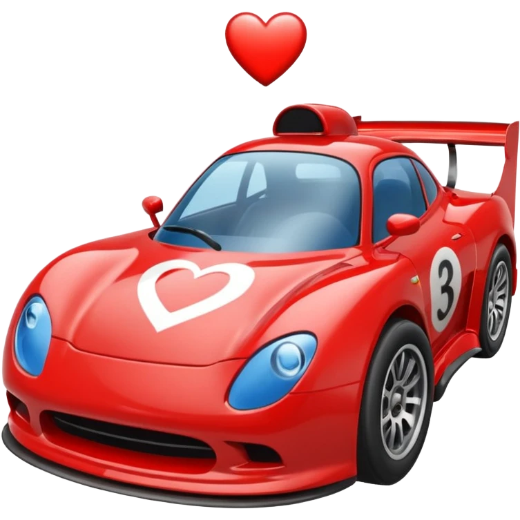 heart driving in a race car emoji