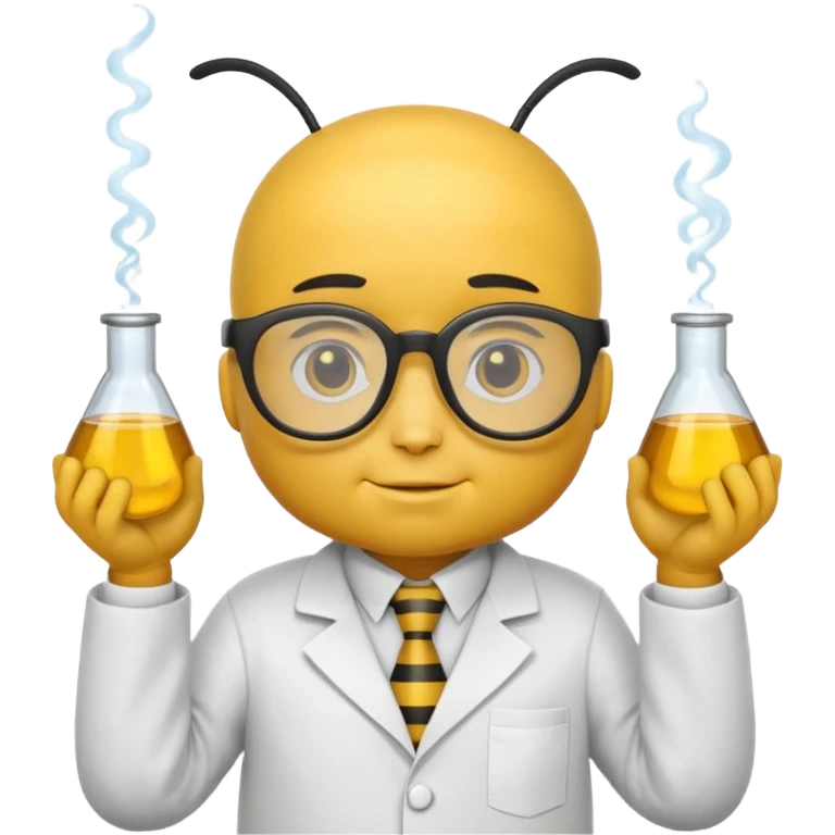 a bee, dressed up as a scientist emoji