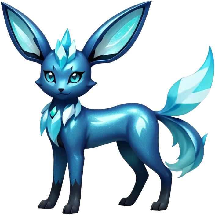 Shiny Edgy Badass Dark Gothic Glittery Ethereal Sparkly Glaceon-Amaura-Aurorus-Fakémon-hybrid-creature (full body)  emoji