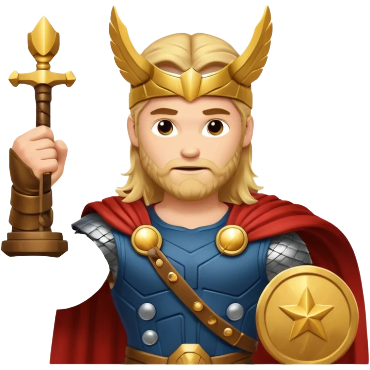 The hero Thor proudly holds the balance of justice in his raised hand. emoji