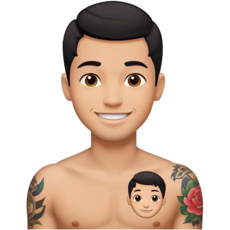 A man in tattoos handsome with flirty smile emoji