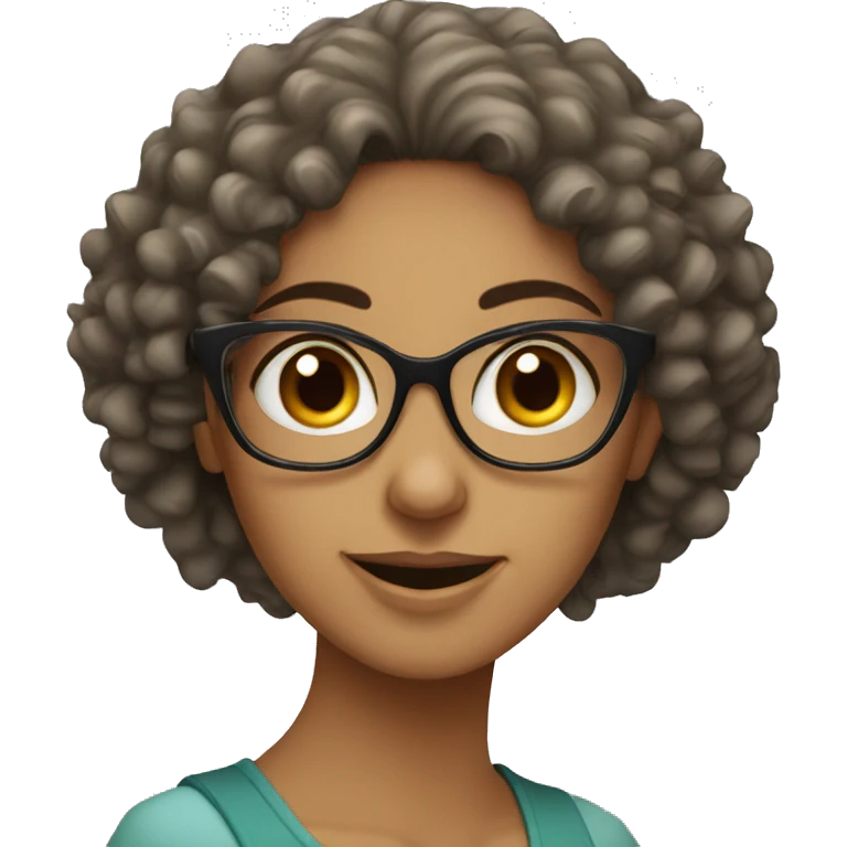 Curly haired Arab girl with glasses emoji