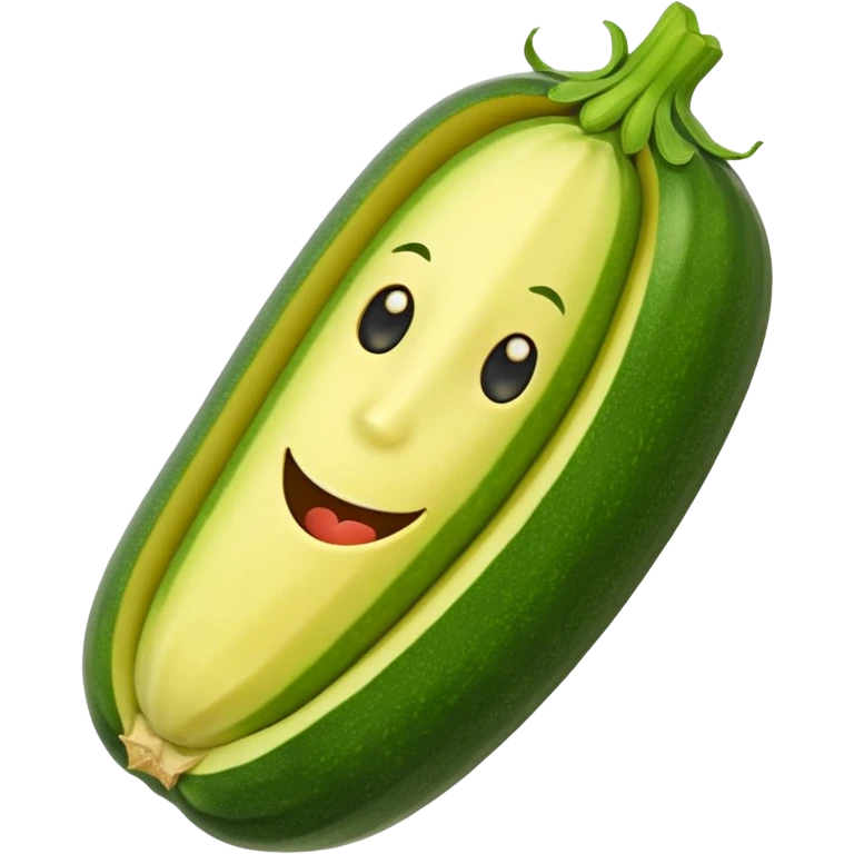 zucchini made out of pickle with a face emoji