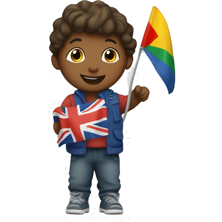 A little child holding a flag that says: Do it!!! emoji