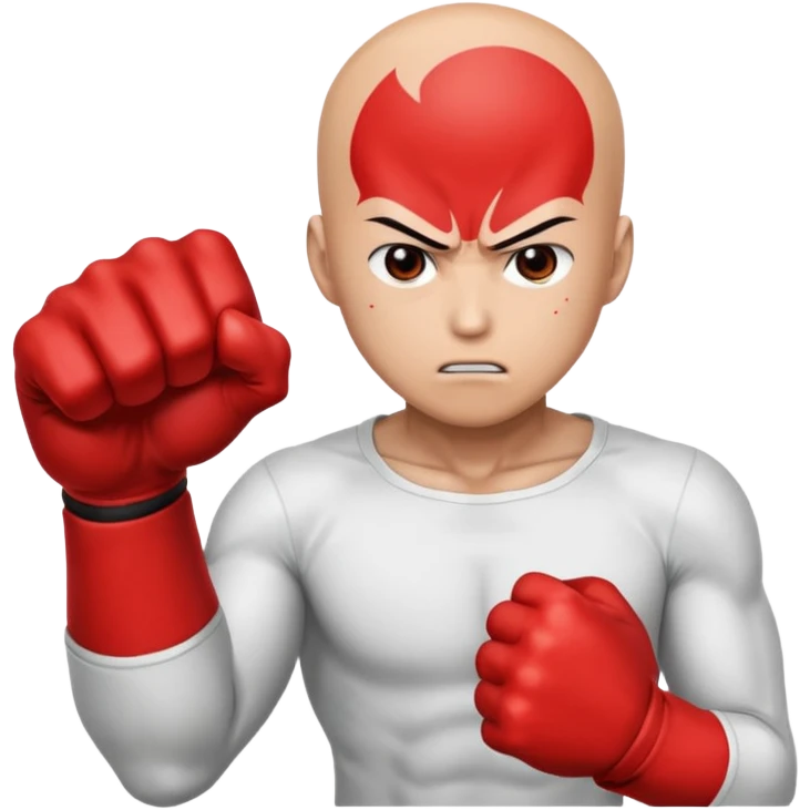 Angry Saitama with his red giant hand punching emoji