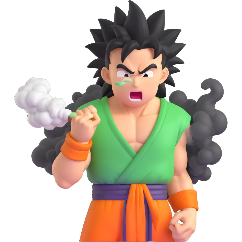 coughing Super Saiyan stoner with smoke effects in background emoji