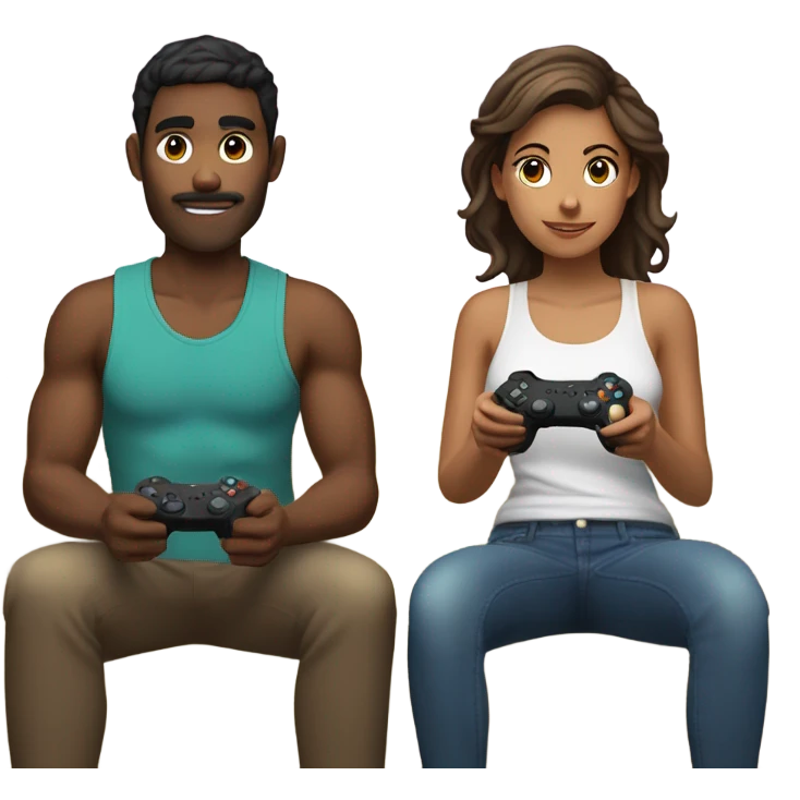 Brown Boyfriend and white girlfriend playing PlayStation  emoji