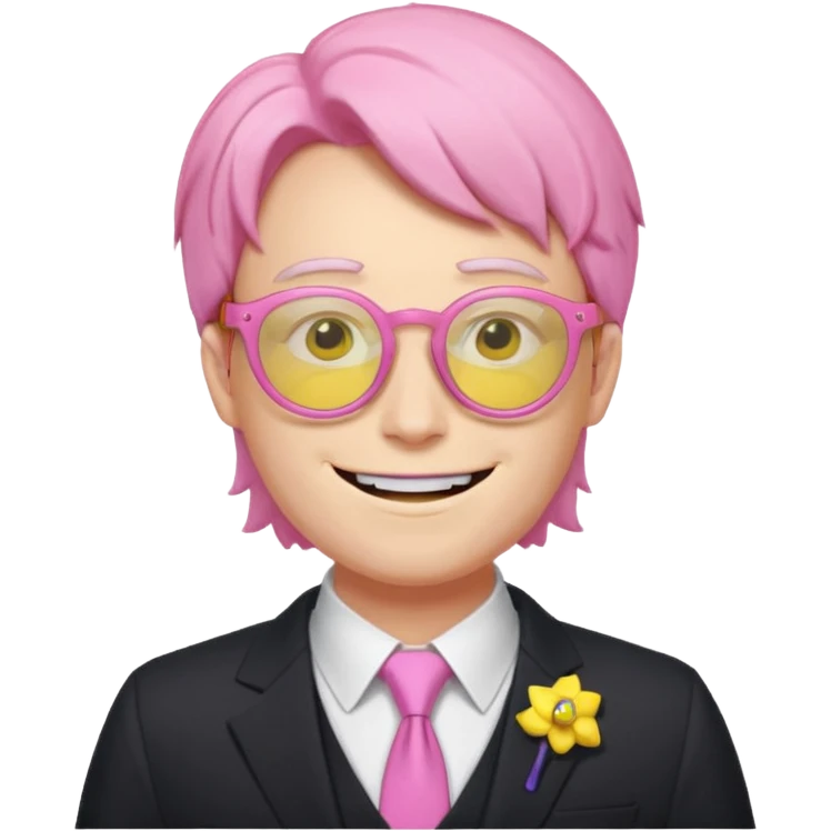 spamton from deltarune with his iconic pink and yellow glasses emoji