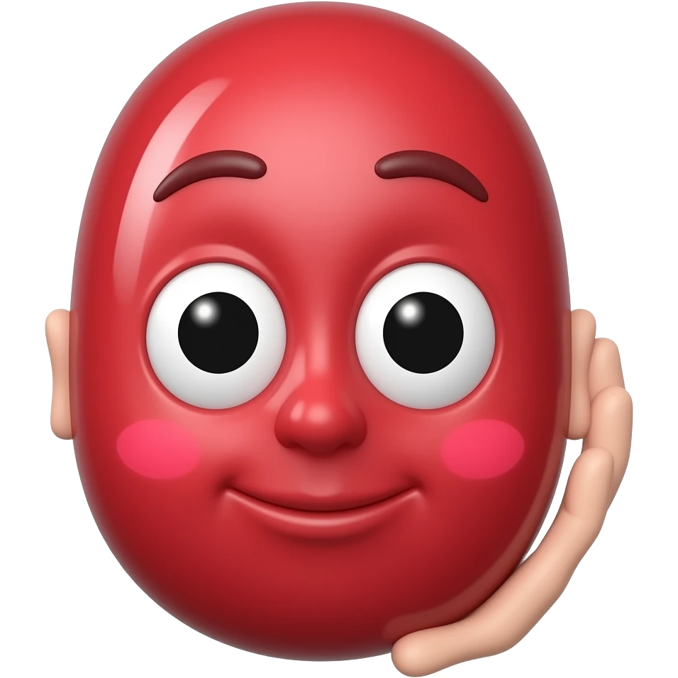 An anthropomorphic red jelly bean emoji