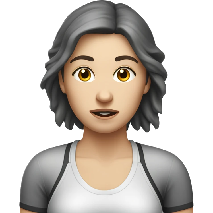 white brunette woman who does pilates and is sore but has to play kickball tomorrow and is scared about it emoji