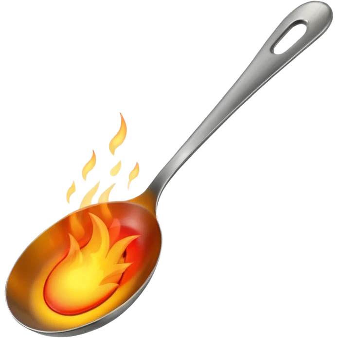 una cuchara grande con fuego emoji
