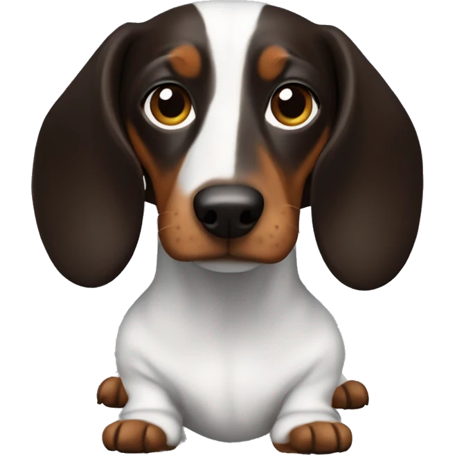 Dark Brown Long-haired dachshund in white sweater  emoji