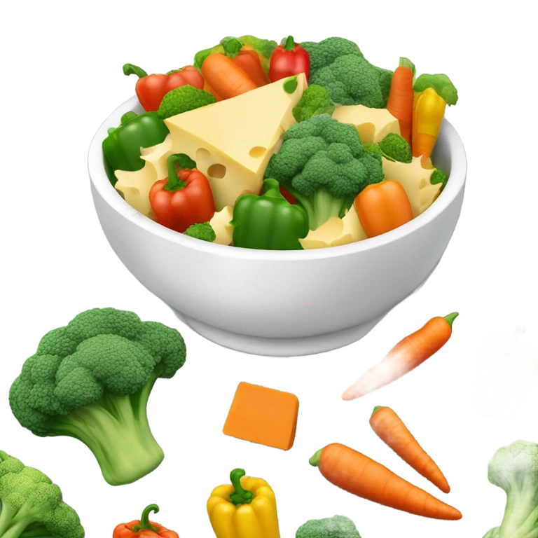Bowl with vegetables baked with cheese emoji
